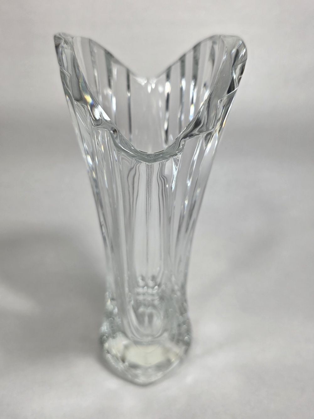 Mikasa Flores 8" Crystal Bud Vase Fan Swirl WX056/621 Japan Vintage - Picture 3 of 9
